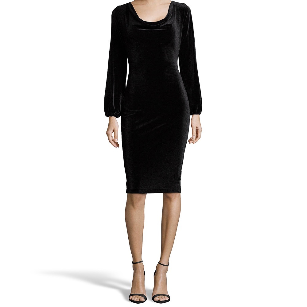 Wyatt Velvet Dress Cocktail Cowl Neck Long Sleeve